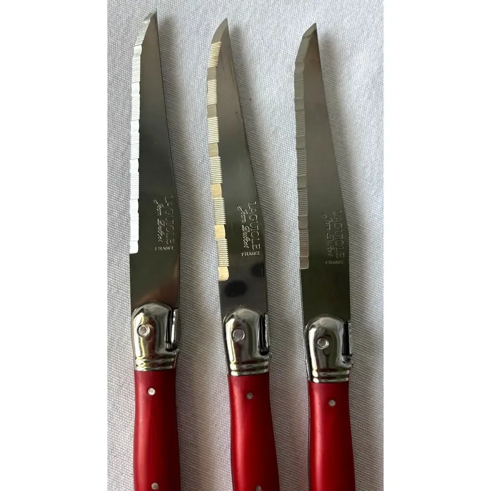 French Modern Laguiole  Stainless Steel Red  Resin Steak Knives Set  6